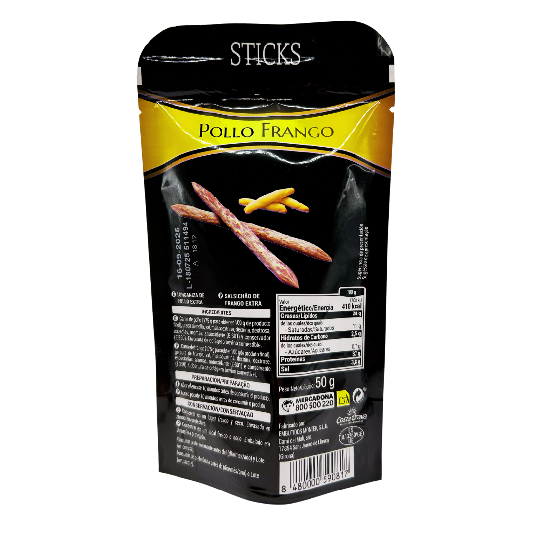 Glutenfreie Hähnchen Salami Sticks
